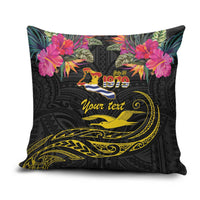 Kiribati Independence Day Personalised Pillow Cover Gold Frigatebird with Polynesian Pattern LT9 Black - Polynesian Pride