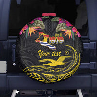 Kiribati Independence Day Personalised Spare Tire Cover Gold Frigatebird with Polynesian Pattern
