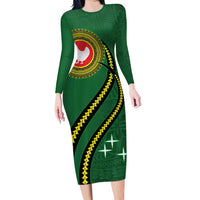 Manua Islands Polynesian Style Long Sleeve Bodycon Dress