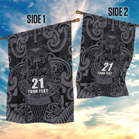 Custom New Zealand Taiaha Maori Garden Flag Minimalist Silver Fern All Black - Polynesian Pride