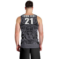 Custom New Zealand Taiaha Maori Men Tank Top Minimalist Silver Fern All Black - Polynesian Pride