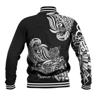 Polynesian Baseball Jacket Pacific Flower Mix Floral Tribal Tattoo Black Vibe LT9 - Polynesian Pride