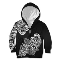 Polynesian Kid Hoodie Pacific Flower Mix Floral Tribal Tattoo Black Vibe LT9 Zip Hoodie Black - Polynesian Pride