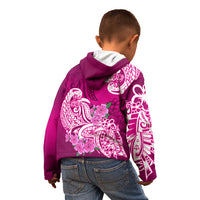 Polynesian Kid Hoodie Pacific Flower Mix Floral Tribal Tattoo Pink Vibe LT9 - Polynesian Pride