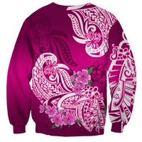 Polynesian Sweatshirt Pacific Flower Mix Floral Tribal Tattoo Pink Vibe LT9 - Polynesian Pride