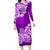 Polynesian Long Sleeve Bodycon Dress Pacific Flower Mix Floral Tribal Tattoo Purple Vibe LT9 Long Dress Purple - Polynesian Pride