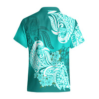 Polynesian Hawaiian Shirt Pacific Flower Mix Floral Tribal Tattoo Turquoise Vibe LT9 - Polynesian Pride