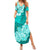 Polynesian Summer Maxi Dress Pacific Flower Mix Floral Tribal Tattoo Turquoise Vibe LT9 Women Turquoise - Polynesian Pride