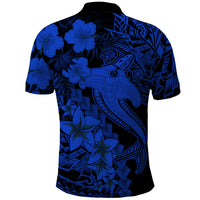 Aloha Hawaii Polo Shirt Hammerhead Shark Tattoo Polynesian Summer - Blue LT9 - Polynesian Pride