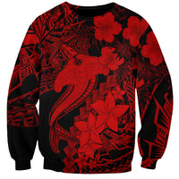 Aloha Hawaii Sweatshirt Hammerhead Shark Tattoo Polynesian Summer - Red LT9 Unisex Red - Polynesian Pride