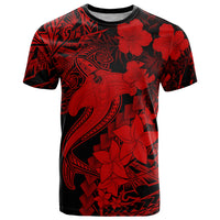 Aloha Hawaii T Shirt Hammerhead Shark Tattoo Polynesian Summer - Red LT9 Red - Polynesian Pride
