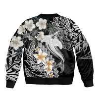 Aloha Hawaii Sleeve Zip Bomber Jacket Hammerhead Shark Tattoo Polynesian Summer - White LT9 - Polynesian Pride