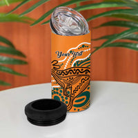Australia-Fiji Palm and Kangaroo Custom 4 in 1 Can Cooler Tumbler Polynesia Tapa Mixed Indigenous Aboriginal LT9