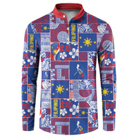 Filipino Maligayang Pasko Button Sweatshirt Pacific Patchwork Xmas Vibes - Polynesian Pride