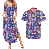Filipino Maligayang Pasko Couples Matching Summer Maxi Dress and Hawaiian Shirt Pacific Patchwork Xmas Vibes LT9 Blue - Polynesian Pride