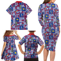 Filipino Maligayang Pasko Family Matching Long Sleeve Bodycon Dress and Hawaiian Shirt Pacific Patchwork Xmas Vibes - Polynesian Pride