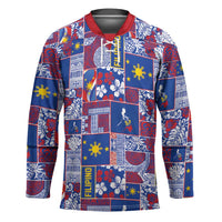 Filipino Maligayang Pasko Hockey Jersey Pacific Patchwork Xmas Vibes - Polynesian Pride