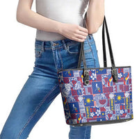 Filipino Maligayang Pasko Leather Tote Bag Pacific Patchwork Xmas Vibes - Polynesian Pride