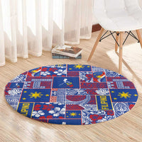 Filipino Maligayang Pasko Round Carpet Pacific Patchwork Xmas Vibes - Polynesian Pride