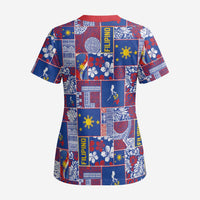 Filipino Maligayang Pasko Scrub Top Pacific Patchwork Xmas Vibes - Polynesian Pride