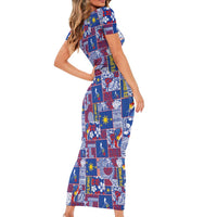 Filipino Maligayang Pasko Short Sleeve Bodycon Dress Pacific Patchwork Xmas Vibes LT9 - Polynesian Pride