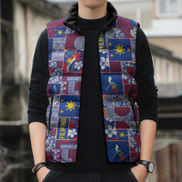 Filipino Maligayang Pasko Sleeveless Puffer Jacket Pacific Patchwork Xmas Vibes - Polynesian Pride