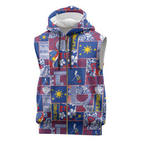 Filipino Maligayang Pasko Sleeveless Zip Hoodie Pacific Patchwork Xmas Vibes LT9 Blue - Polynesian Pride