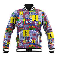 New Caledonia Joyeux Noel Baseball Jacket Pacific Patchwork Xmas Vibes - Polynesian Pride