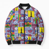 New Caledonia Joyeux Noel Bomber Puffer Jacket Pacific Patchwork Xmas Vibes - Polynesian Pride