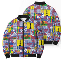 New Caledonia Joyeux Noel Bomber Puffer Jacket Pacific Patchwork Xmas Vibes - Polynesian Pride