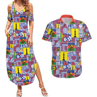 New Caledonia Joyeux Noel Couples Matching Summer Maxi Dress and Hawaiian Shirt Pacific Patchwork Xmas Vibes - Polynesian Pride