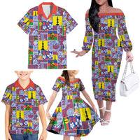 New Caledonia Joyeux Noel Family Matching Off The Shoulder Long Sleeve Dress and Hawaiian Shirt Pacific Patchwork Xmas Vibes LT9 - Polynesian Pride