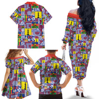 New Caledonia Joyeux Noel Family Matching Off The Shoulder Long Sleeve Dress and Hawaiian Shirt Pacific Patchwork Xmas Vibes LT9 - Polynesian Pride