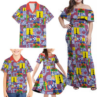 New Caledonia Joyeux Noel Family Matching Off Shoulder Maxi Dress and Hawaiian Shirt Pacific Patchwork Xmas Vibes LT9 - Polynesian Pride