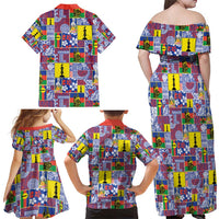New Caledonia Joyeux Noel Family Matching Off Shoulder Maxi Dress and Hawaiian Shirt Pacific Patchwork Xmas Vibes LT9 - Polynesian Pride