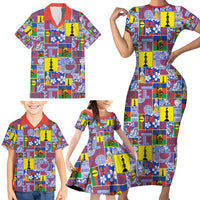 New Caledonia Joyeux Noel Family Matching Short Sleeve Bodycon Dress and Hawaiian Shirt Pacific Patchwork Xmas Vibes - Polynesian Pride