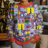 New Caledonia Joyeux Noel Kid Ugly Christmas Sweater Pacific Patchwork Xmas Vibes - Polynesian Pride