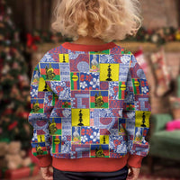 New Caledonia Joyeux Noel Kid Ugly Christmas Sweater Pacific Patchwork Xmas Vibes - Polynesian Pride