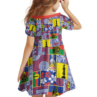 New Caledonia Joyeux Noel Kid Short Sleeve Dress Pacific Patchwork Xmas Vibes LT9 - Polynesian Pride