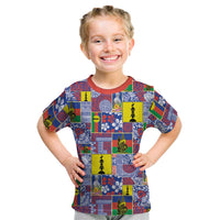 New Caledonia Joyeux Noel Kid T Shirt Pacific Patchwork Xmas Vibes - Polynesian Pride