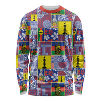 New Caledonia Joyeux Noel Long Sleeve Shirt Pacific Patchwork Xmas Vibes - Polynesian Pride