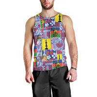 New Caledonia Joyeux Noel Men Tank Top Pacific Patchwork Xmas Vibes - Polynesian Pride