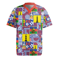 New Caledonia Joyeux Noel Rugby Jersey Pacific Patchwork Xmas Vibes LT9 Blue - Polynesian Pride