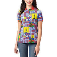 New Caledonia Joyeux Noel Women Polo Shirt Pacific Patchwork Xmas Vibes LT9 - Polynesian Pride