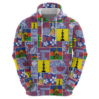 New Caledonia Joyeux Noel Zip Hoodie Pacific Patchwork Xmas Vibes - Polynesian Pride