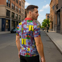New Caledonia Joyeux Noel Zipper Polo Shirt Pacific Patchwork Xmas Vibes LT9 - Polynesian Pride