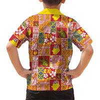 Niue Monuina e Kilisimasi Family Matching Off The Shoulder Long Sleeve Dress and Hawaiian Shirt Pacific Patchwork Xmas Vibes - Polynesian Pride
