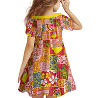 Niue Monuina e Kilisimasi Family Matching Off The Shoulder Long Sleeve Dress and Hawaiian Shirt Pacific Patchwork Xmas Vibes - Polynesian Pride