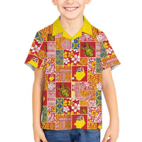 Niue Monuina e Kilisimasi Family Matching Off The Shoulder Long Sleeve Dress and Hawaiian Shirt Pacific Patchwork Xmas Vibes - Polynesian Pride