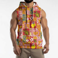 Niue Monuina e Kilisimasi Sleeveless Hoodie Pacific Patchwork Xmas Vibes - Polynesian Pride